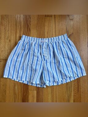 Hand Over Ex-Boyfriend White & Blue Stripe Women's Boxer Shorts XL